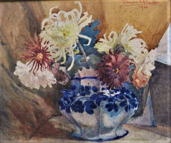 Paulo Rossi, Vaso com Flores, aquarela, medindo 25 cm x 30 cm, assinado no canto superior direito.