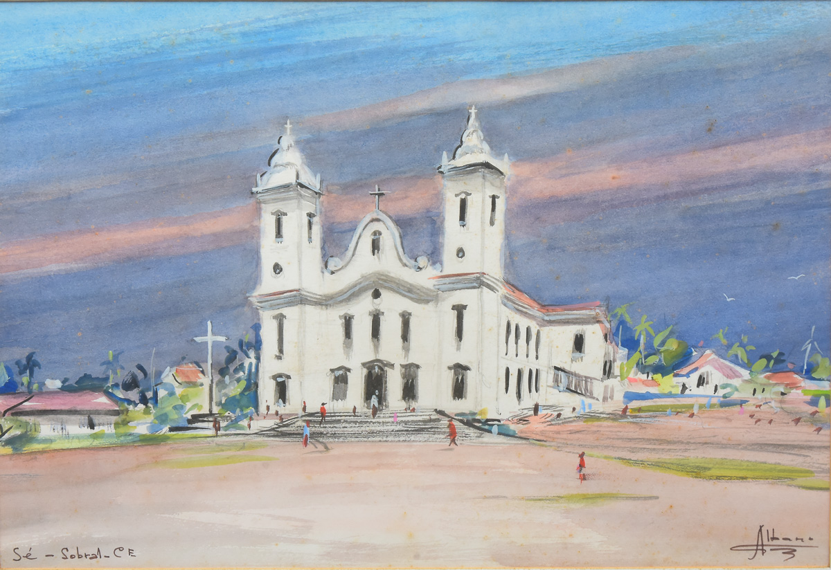 ALBANO (JOSÉ NOLASCO) - Aquarela, Sé - Sobral. 28x40 cm. Assinatura no CID