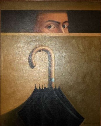 ADILSON SANTOS. Auto retrato - Série O Tempo e eu, ost, medindo 81 x 65 cm. Assinado e datado.