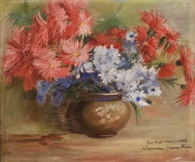 IRACEMA OROSCO FREIRE - OST, Natureza Morta, VASO DE FLORES . Assinado e datado 1955. 44 X 54