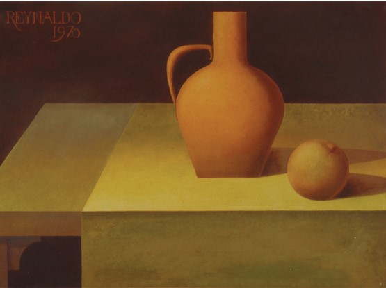 REYNALDO FONSÉCA (1925), Moringa e fruta. 1970 Óleo sobre tela, 54 x 73 cm.
