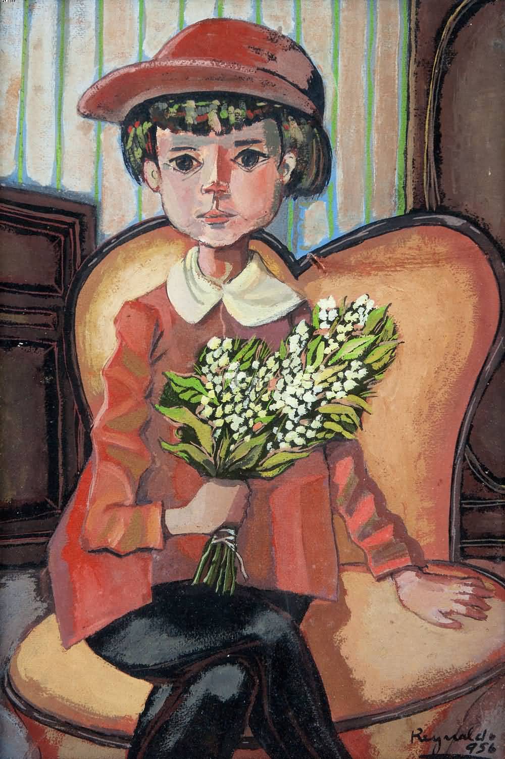 Reynaldo Fonseca (Brasil, 1925) Menina, tec mista sobre papel, 1956 48 x 31 cm