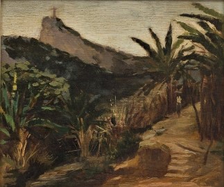 ANGELO BIGI (1891-1953). Cristo Redentor Visto por Santa Tereza óleo s madeira, 24 X 29