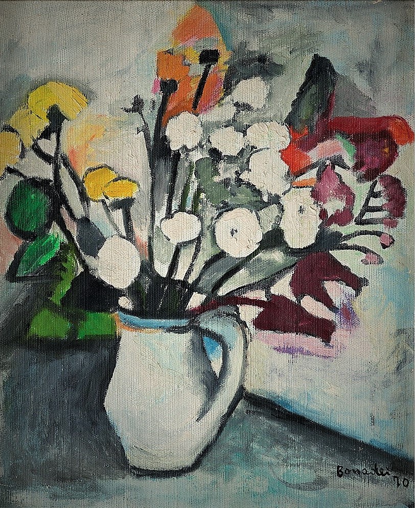 Bonadei, vaso com flores, 1970, ost,48 x 40 cm