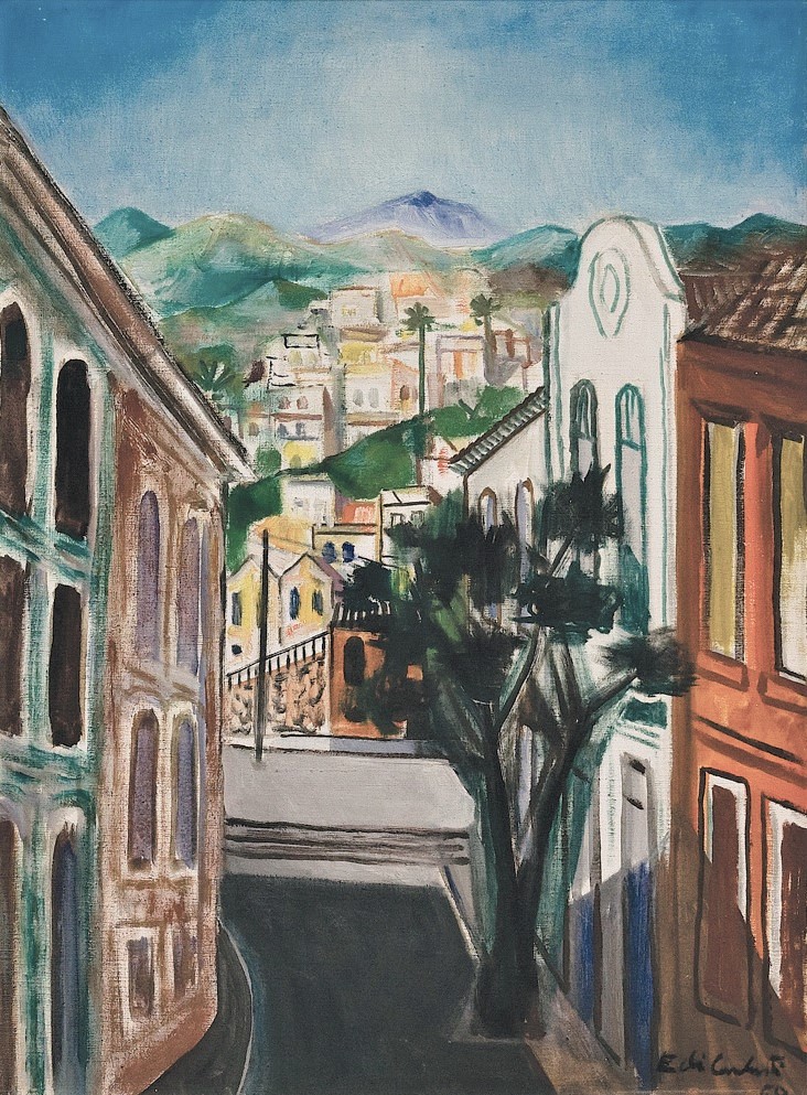 Emiliano Di Cavalcanti,Paisagem de Santa Teresa, Óleo sobre tela, 73 X 54 cm