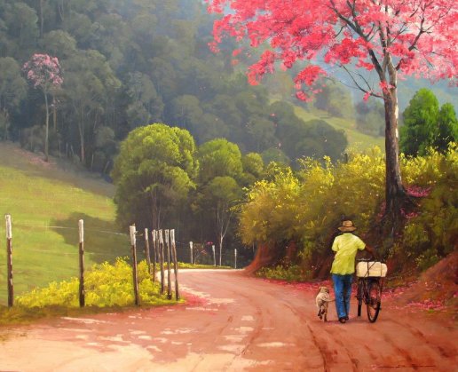 ERNANDES SILVA - Na estrada - Óleo sobre tela
