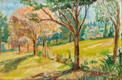 João Turim, (Brasil,1880-1949) Paisagem, osm, 27 x 40 cm, Acervo do Clube Curitibano
