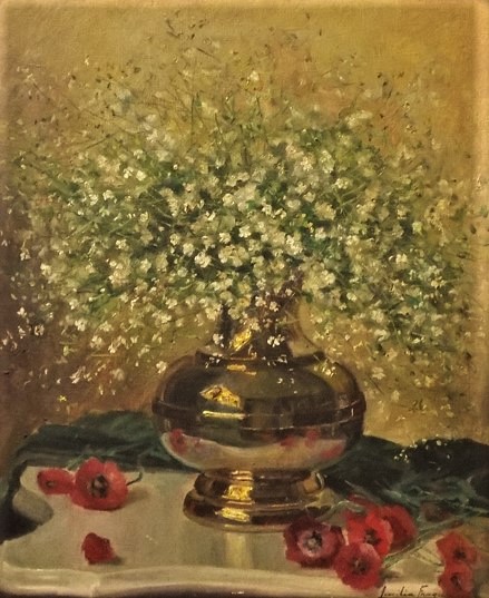 LUCILIA FRAGA. Vaso com flores. 60 x 50. Assinado no c.i.d