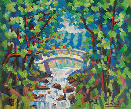 Inimá de Paula, A pequena ponte, caldas novas, Go, 1978, ost, 55 x 65 cm