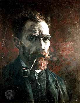 Van Gogh, Auto-Retrato com Cachimbo, Óleo sobre tela - 46x38cm, Paris, Primavera de 1886, Amesterdã, Museu Van Gogh