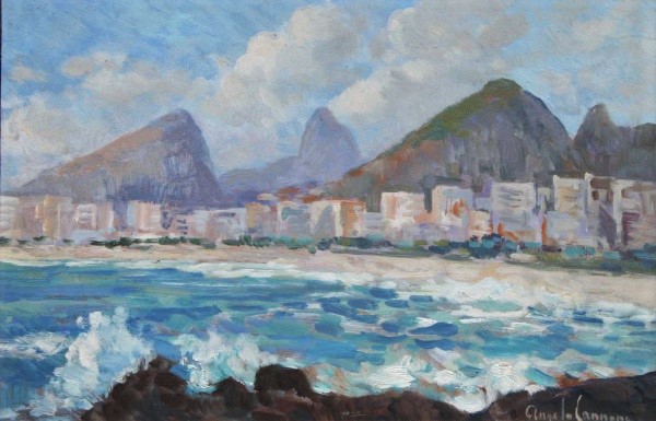 ANGELO CANNONE - Paisagem do Rio de Janeiro - óleo sobre eucatex - ass. inf. dir. - 20 x 30 cm.