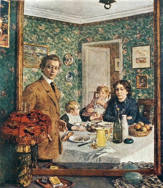 Tavik František Šimon - 1877-1942 - Portrait of the Family of the Artist in a Mirror, c.1910