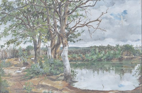 WAMBACH, Georges (1902 - 1965) Paisagem campestre, o.s.t. - 44 x 67 cm. Ass. e dat 1945