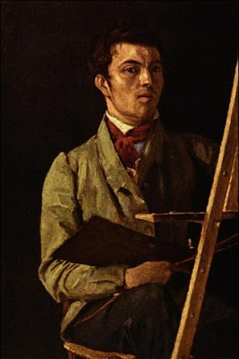 Camille Corot - Self Portrait, Sitting Next To An Easel, 1825 – óleo sobre tela - 24.5 x 32.5 cm - Musée du Louvre, Paris, France