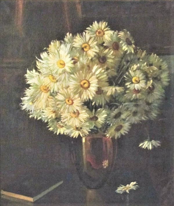 Sandro Manzini, Vaso com flor - óleo sobre tela - medindo 80x68cm.- assinado no canto inferior direito