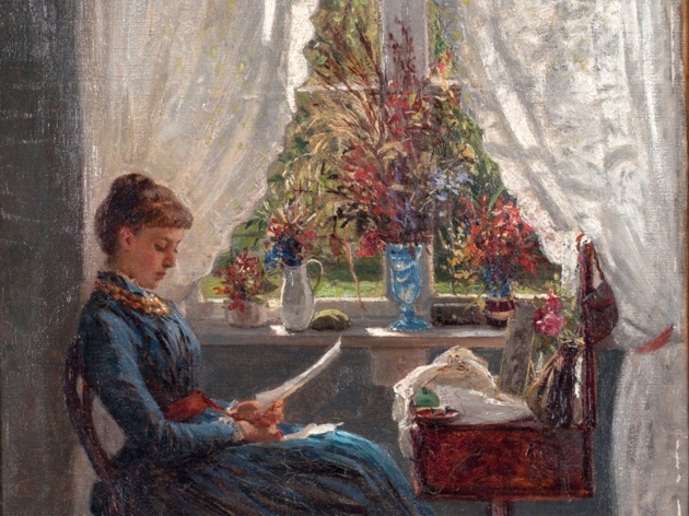 Amberg, Wilhelm (Alemanha, 1822-1899), leitora à janela, 1895,ost, 43 x 55cm