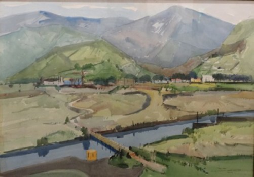 BRITO, ORLANDO (1920-1981). Av. das Américas, aquarela, 47 x 66,5. Assinado e datado (1980) no c.i.d.