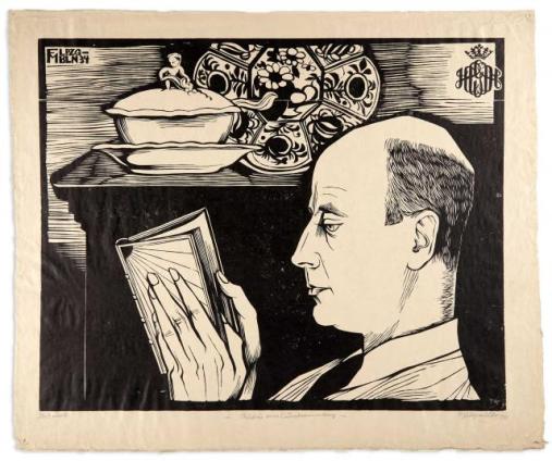 Conrad Felixmüller (Alemanha,1897-1977) BILDNIS - HANS CONON VON DER GABELENTZ, Woodcut, 1934, on wove paper, signed, dated, titled and inscribed Holzschnitt.397 x 495 mm.