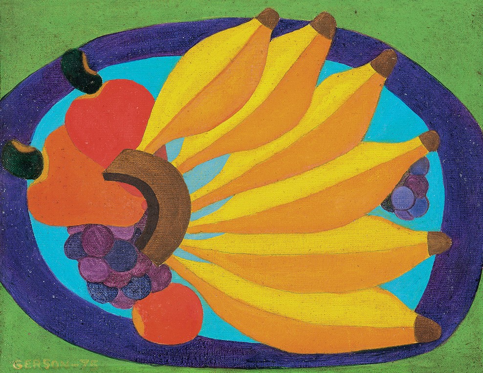 Gerson de Souza,Natureza Morta. Da série Cada Indíviduo É Um Universo.,Óleo sobre tela,Assinado e datado e titulado no verdo, 1975 inferior esquerdo,19 x 24 cm.