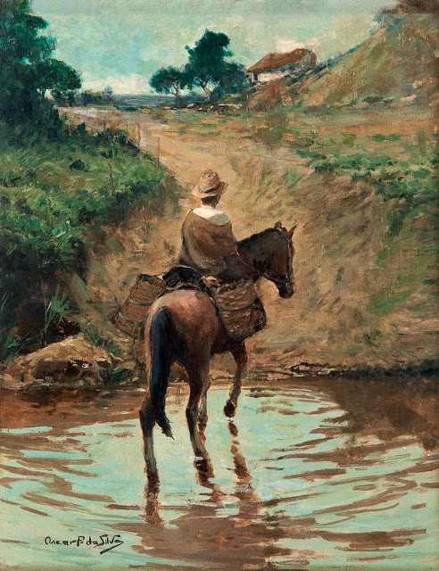 OSCAR PEREIRA DA SILVA - Paisagem rural - Óleo sobre madeira - 30 x 23,5