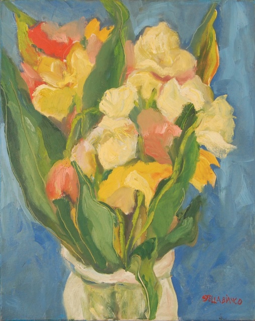 Stella Bianco (1944) aso com Flôres- ost. - med. 50 x 40 cm