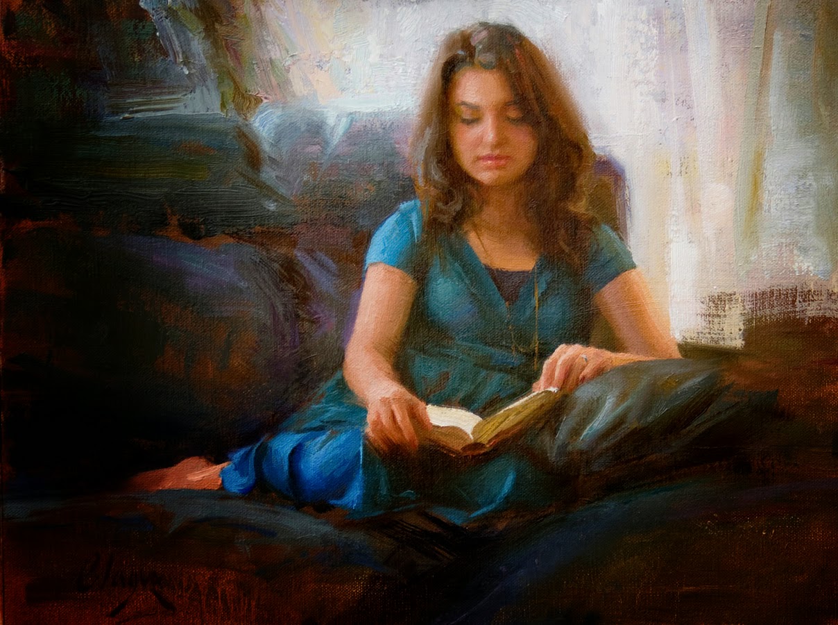 Adam Clague Moça lendo, ost. 32 x 30 cm