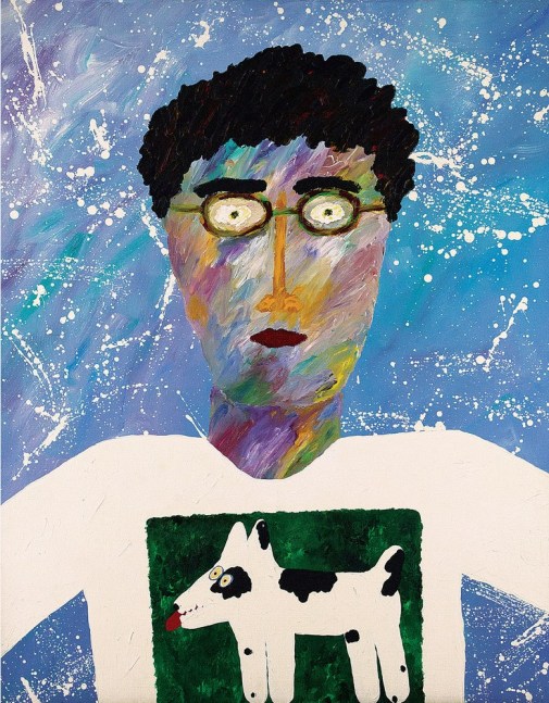Angelo de Aquino,Auto Retrato com Neve,Liquitex sobre tela, Assinado, 1986,100 x 80 cm