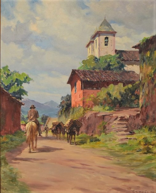 CAMPÃO (José Marques, S.P. 1892-S.P. 1949) Óleo s. tela colada em madeira 92 X 74 Paisagem rural ass. c. inf. direito e datado 1946