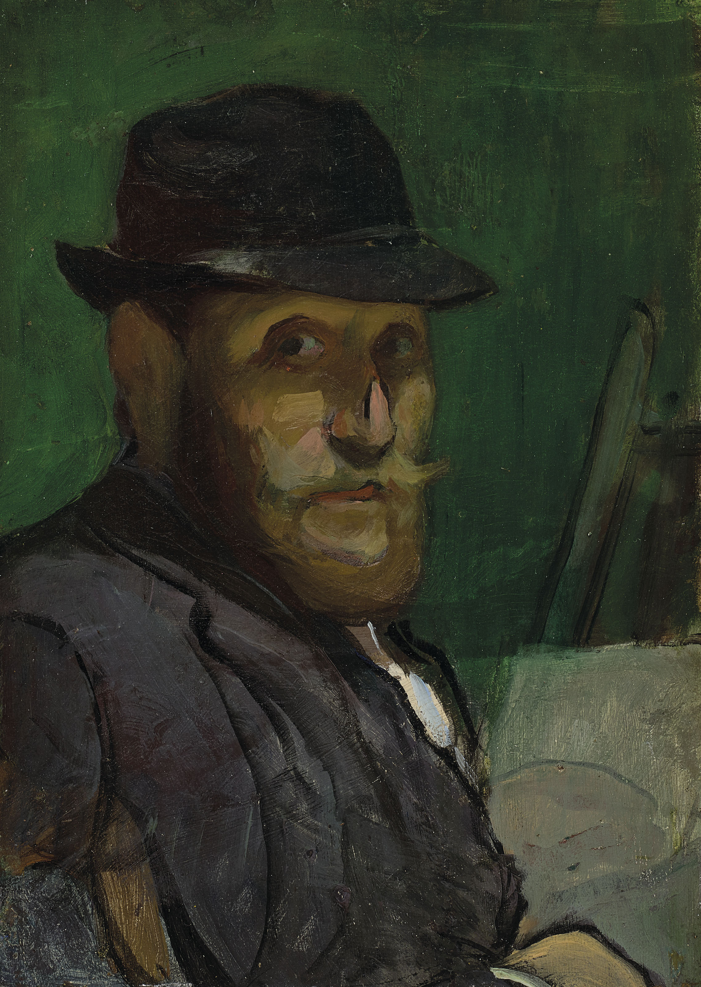 Louis Anquetin (1861-1932)Autoportrait au chevalet, huile sur panneau, 22 x 15.8 cmPeint vers 1892