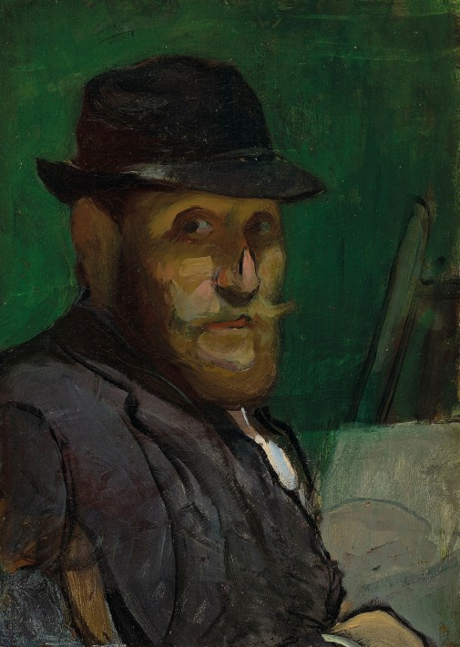 Louis Anquetin (1861-1932)Autoportrait au chevalet, huile sur panneau, 22 x 15.8 cmPeint vers 1892