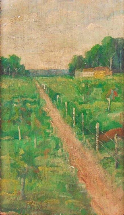 Volpi - Paisagem - óleo sobre madeira - Assinado no canto inferior esquerdo e no verso. 30 x 21,5 cm