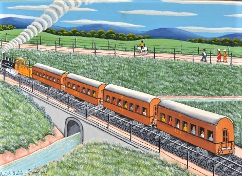 AGOSTINHO BATISTA DE FREITAS (1927-1997)Maria Fumaça na Paisagem Campestre, ost,. 1992. 50 x 71 cm.