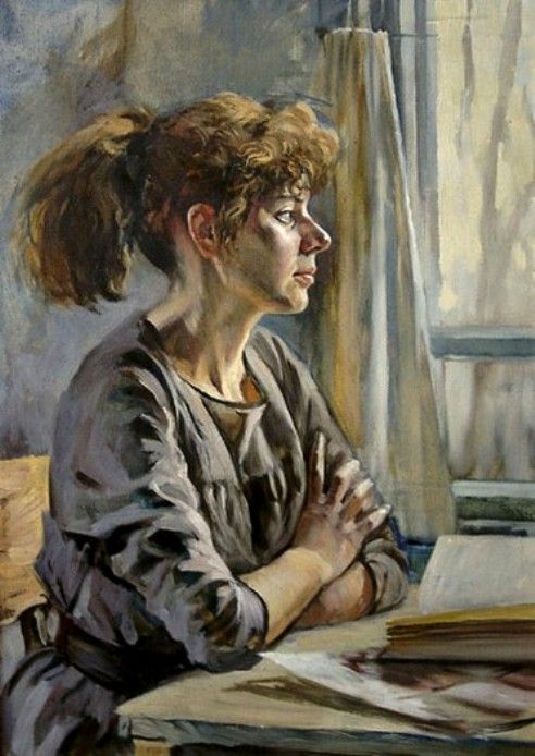 Ivanov, Anatoly - Woman w Book, Table by Window