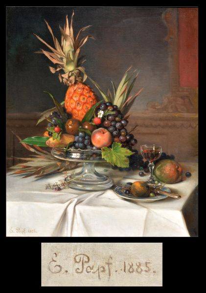 Karl Ernst Papf (1833 – 1911), Natureza morta, ost, 1885. 74 x 60 cm.
