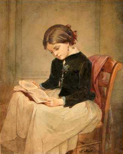 Leopold Löffler (1827 – 1898, Polish)girl-with-a-book