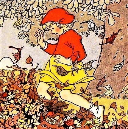 outono, folhas, brincadeira, menina