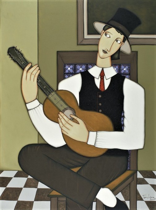 Tony Lima (Brasil, 1964),Tocando Violão,80 x 60 cm – OST,Ass. CID e Dat. 2006