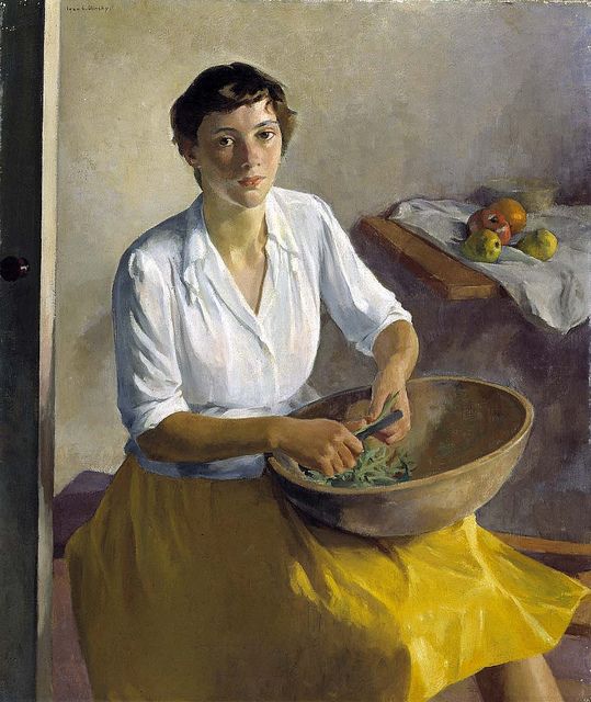 In Serviceman’s Wife, Ivan Olinsky (Elizabethgrad, Russia, 1878 United States, 1962) Oil on canvas, 91.4 x 76.5 cm