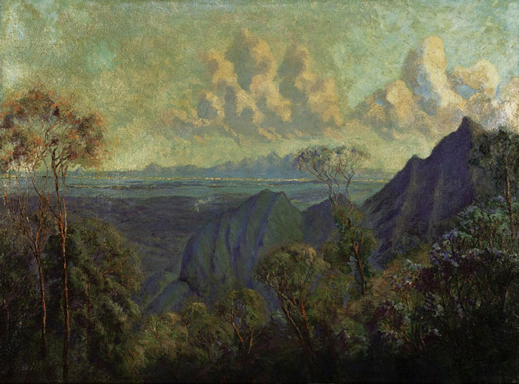 SCHOUBOE, Pablo, Rio de Janeiro visto da Estrada para Petrópolis,óleo stela, (década de 1930)62 x 84,5 cm
