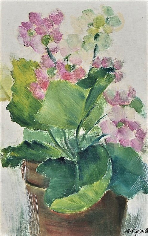 VANY NOVELLO (1938). Vaso com flores, óleo seucatex, 40 x 25. Assinado e datado (1982) no c.i.d