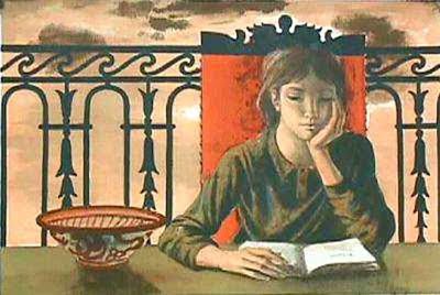 Alaux, Jean-Pierre 1925 - fille lisant