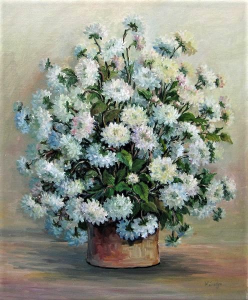 Wilma Sedys, Vaso com flores, óleo sobre tela, 50 x 60 cm