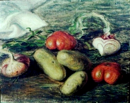 Hugo Adami (Brasil, 1899-1999)Tomates, cebolas e batatas, ost, 35x40